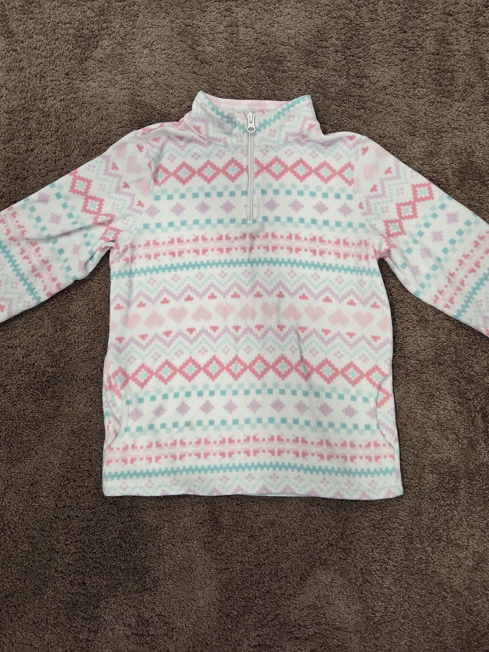 Place Pink & Mint Patterned Quarter-Zip Fleece Pullover - The Children's Place